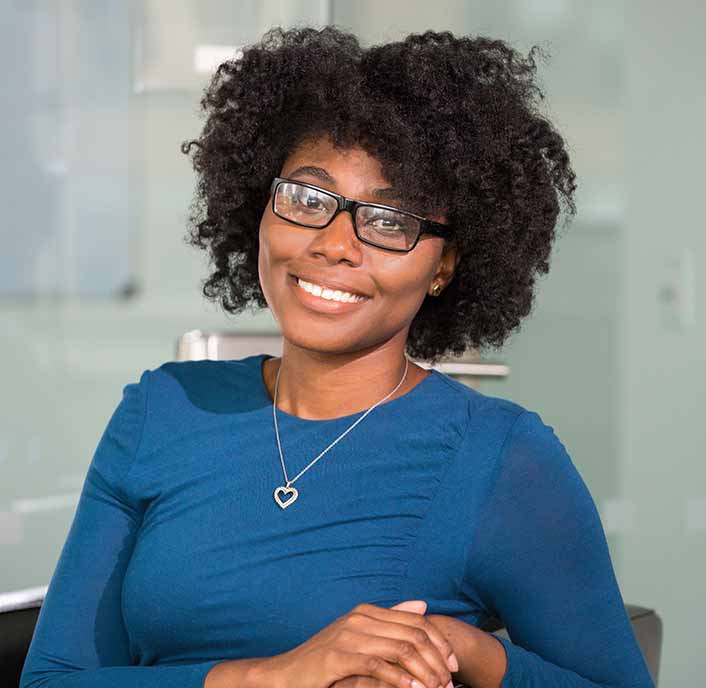 Woman with Glasses Smiling